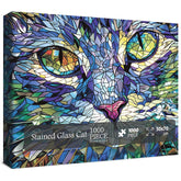 Cat de vitrail puzzles 1000 pièces